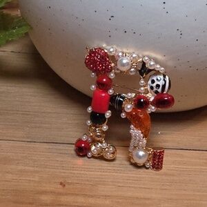 Letter R Initial Name letter Jeweled Multicolor Brooch Personalized Gift | NWOT